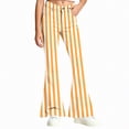 WAVSUF Girls Strip Print Pants Zip Up Pocket Flare Leg Soft Comfort ...