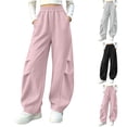 thumbnail image 1 of WAVSUF Girls Sweatpants Loose Fit with Pockets Wide Leg Spring Outdoor Trendy Joggers Gray 7-8, 1 of 7