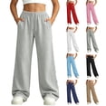 thumbnail image 1 of WAVSUF Girls Sweatpants with Pockets Wide Leg Elastic Waist Fall Casual Pants White 10-12, 1 of 10