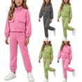 thumbnail image 1 of WAVSUF Girls Sweatshirt Outfits Long Sleeve Jacket and Jogger Sweatpants with Pockets Fall Casual Warm Sets 2 Piece Pink 7-8, 1 of 8