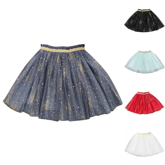 WAVSUF Girls Tutu Princess Skirt Rhinestone Inlay Elastic Waist Summer Comfortable Evening Formal Party Skirt Gray Size 9