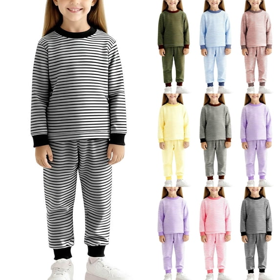 WAVSUF Girls Undershirt Outfit Sets Long Sleeve Top and Elastic Waist Pants Fall Comfort Home Clothes 2 Piece Pink 5