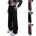 thumbnail image 1 of WAVSUF Girls Wide Leg Sweatpants Soft Comfort High Waist Straight Cut Spring Daily Trousers Black 9, 1 of 9