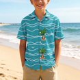 thumbnail image 1 of WAVSUF Kids Boys Button Down Shirt with Pockets Short Sleeve Cartoon Print Summer Hawaiian Tropical Shirt Multicolor Size 3, 1 of 8