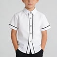 thumbnail image 1 of WAVSUF Kids Boys Button Up Shirt Lightweight Short Sleeve Striped Print School Uniform Collar Shirts Multi-color 7, 1 of 6