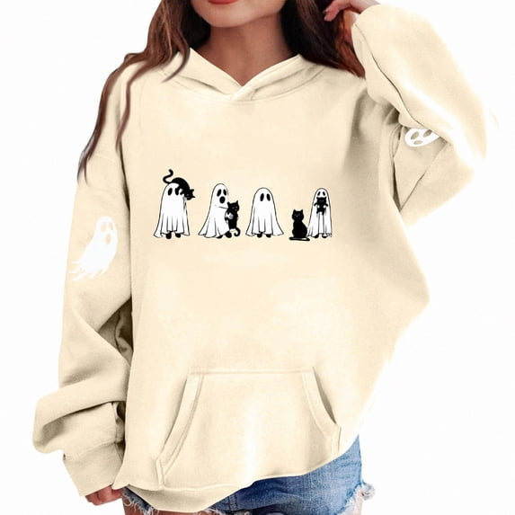 WAVSUF Kids Boys Hoodie, Long Sleeve Loose Fit with Pockets Fall Halloween Casual Sweatshirts Brown 10-12