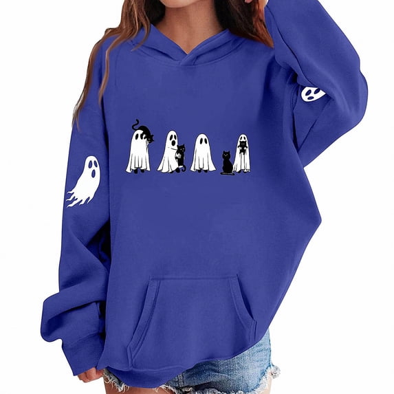 WAVSUF Kids Boys Hoodie, Loose Fit Long Sleeve with Pockets Fall Halloween Casual Sweatshirts Blue 5