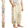 thumbnail image 1 of WAVSUF Kids Boys Joggers, Soft Comfort Elastic Waist with Pockets Fall Cotton Cute Pants Gray 3, 1 of 6