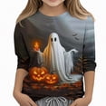 thumbnail image 1 of WAVSUF Kids Girls Halloween Shirt, Round Neck 3/4 Sleeve Cute Print Fall Casual Top Orange 9, 1 of 6