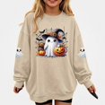 thumbnail image 1 of WAVSUF Kids Girls Halloween Sweatshirt, Long Sleeve Round Neck Loose Fit Festive Fall Casual Pullover Brown 3, 1 of 7