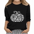 thumbnail image 1 of WAVSUF Kids Girls Halloween T-Shirt, 3/4 Sleeve Crew Neck Cartoon Printed Fall Casual Festive Top Black 9, 1 of 6