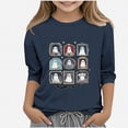 thumbnail image 1 of WAVSUF Kids Girls Halloween Tee, Crew Neck Cartoon Printed 3/4 Sleeve Casual Fall Festive Top Blue 3, 1 of 6
