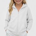 thumbnail image 1 of WAVSUF Kids Girls Hooded Sweatshirt with Pockets Soft Comfortable Zipper Fleece Winter Active Pullover White 7-8, 1 of 9