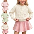 thumbnail image 1 of WAVSUF Kids Girls Sweater Sets 2 Piece, Long Sleeve Pullover and Skirts Fall Knitted Trendy Outfits Green 5, 1 of 6