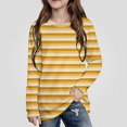 thumbnail image 1 of WAVSUF Kids Girls Tee, Long Sleeve Round Neck Stripe Print Fall Winter Daily T-Shirt Yellow 3, 1 of 9