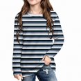 thumbnail image 1 of WAVSUF Kids Girls Tee, Long Sleeve Stripe Print Round Neck Fall Winter Daily T-Shirt Blue 5, 1 of 9