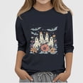 thumbnail image 1 of WAVSUF Kids Kids Girls Halloween Shirt, 3/4 Sleeve Cartoon Printed Crew Neck Festive Vacation Fall Top Gray 5, 1 of 6