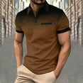 thumbnail image 1 of WAVSUF Lapel Polos Men Soft Pique polo Shirt Button T-Shirt Brown Size L, 1 of 5