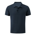 thumbnail image 1 of WAVSUF Lapel polo Shirt for Mens Soft Pique Polos Button T-Shirt Navy Size M, 1 of 4