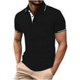 thumbnail image 1 of WAVSUF Lapel polo Shirt for Mens Soft Pique Polos Fashionable T-Shirt Black Size S, 1 of 5