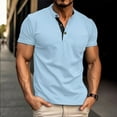 thumbnail image 1 of WAVSUF Lapel polo Shirt for Mens Soft Pique Polos Stand-Up Collar T-Shirt Sky Blue Size L, 1 of 6
