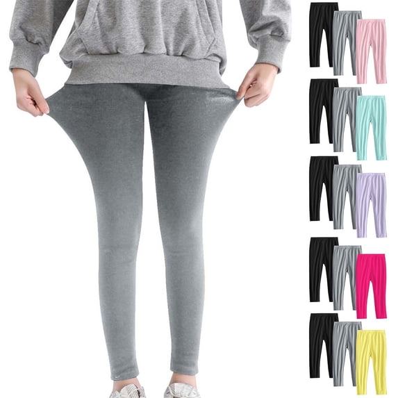 WAVSUF Leggings 3 Pack for Girls Soft Stretch High Waist Lightweight Spring Active Pants Purple 6