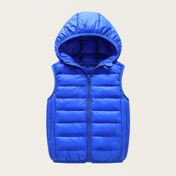 WAVSUF Little Girls Winter Down Jacket Plush Vest Zipper Solid Color Waistcoat Blue Size 11 Years