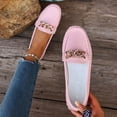 thumbnail image 1 of WAVSUF Loafers for Women, Wide Width Metal Buckle Closed Toe Comfortable Walking Flats Shoes Pink 5.5, 1 of 9