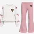 thumbnail image 1 of WAVSUF Long Sleeve Sets for Girls 2 Piece Crew Neck Sweatshirt and Flare Leg Pants Fall Daily Casual Clothes 5, 1 of 8