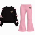thumbnail image 1 of WAVSUF Long Sleeve Sets for Girls 2 Piece Crew Neck Sweatshirt and Flare Leg Pants Fall Daily Casual Clothes 7-8, 1 of 8