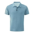 thumbnail image 1 of WAVSUF Men Lapel polo Shirt Soft Pique Polos for Mens Button T-Shirt Light Blue Size L, 1 of 4