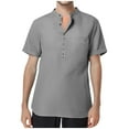 thumbnail image 1 of WAVSUF Men Lapel polo Shirt Soft Pique Polos for Mens Fashionable Round Neck Button Cotton T-Shirt Gray Size XL, 1 of 7