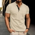 thumbnail image 1 of WAVSUF Men Lapel polo Shirt Soft Pique Polos for Mens Stand-Up Collar T-Shirt Khaki Size XL, 1 of 6