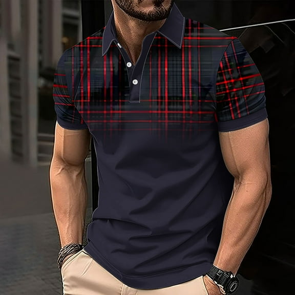 WAVSUF Men Lapel polo Shirt Soft Pique Polos for Mens T-Shirt B Black Size 2XL