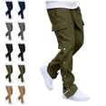 thumbnail image 1 of WAVSUF Men's Cargo Straight Pants, Multi Pockets Soft Stretchy Elastic Waist Fall Work Outdoor Pants Size S-3XL, 1 of 6