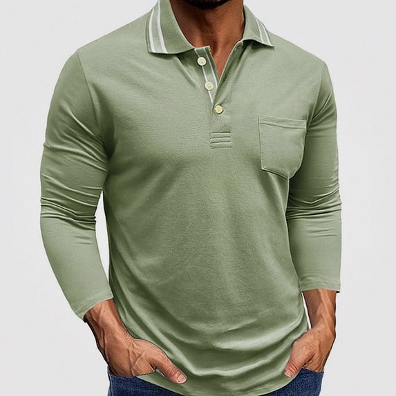 WAVSUF Men's Cotton Shirt Skinny Fit Collar Neck Long Sleeve Fall Office Basic Top XL