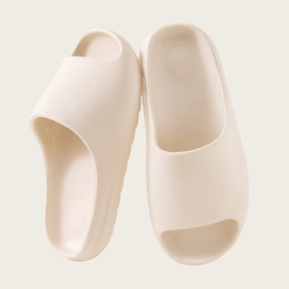 WAVSUF Men's Slide On Slippers, Pillow Soft Fasionable Casual Breathable Holes Indoor Bathroom Shower Shoes White 7.5-9