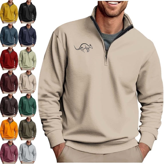 WAVSUF Men's Sweatshirts Stand Collar Loose Fit Half Zip Fall Sports Casual Pullover Black Size M-3XL