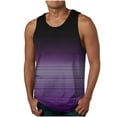 thumbnail image 1 of WAVSUF Men's Tank Tops, Fitness Cotton Sleeveless Undershirt Stripe Gradient Summer Gym Muscle Tees Purple S, 1 of 4