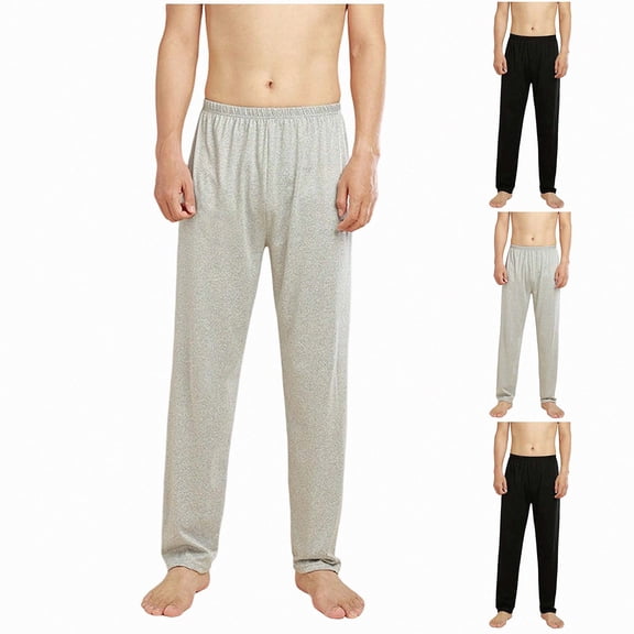 WAVSUF Men's Thermal Pants Breathable Elastic Waist Skinny Fit Fall Comfort Home Pants Gray XL