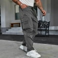 thumbnail image 1 of WAVSUF Multiple Pockets Cargo Pant for Mens Regular Fit Long Pants Motion Casual Tight Drawstring Elasticity Pants Dark Gray Size S, 1 of 9