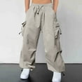 thumbnail image 1 of WAVSUF Multiple Pockets Cargo Pant for Mens Regular Fit Long Pants New Motion Casual Drawstring Elasticity Pants Beige Size L, 1 of 6