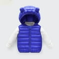 thumbnail image 1 of WAVSUF Plush Down Vest for Children's Girls Winter Jacket Vest Fashionable Cotton Solid Color Waistcoat Blue Size 6 Months, 1 of 5
