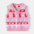 thumbnail image 1 of WAVSUF Plush Sweater Vest Kids Girls Winter Jacket Vest New Bow-knot V-neck Cotton V-neck Knitted Waistcoat Pink Size 5 Years, 1 of 9