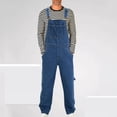 thumbnail image 1 of WAVSUF Regular Fit Cargo Pants for Men's Denim Overalls Pants Work Multiple Pockets Cargo Pant Dark Blue Size 2XL, 1 of 7