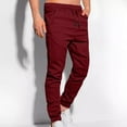 thumbnail image 1 of WAVSUF Regular Fit Cargo Pants for Men's Multiple Pockets Long Pants Fashionable Casual Drawstring Elasticity Pants Red Size M, 1 of 9