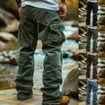 thumbnail image 1 of WAVSUF Regular Fit Cargo Pants for Men's Multiple Pockets Long Pants Motion Casual Straight Type Pants Sky Blue Size 3XL, 1 of 6