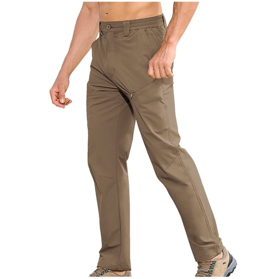WAVSUF Regular Fit Cargo Pants for Men's Multiple Pockets Long Pants Ventilation Suit Pants Beige Size 2XL