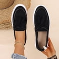 thumbnail image 1 of WAVSUF Slip-On Loafers Flats For Women, Round Toe Casual Four-Season Retro Tassels Comfortable Wide Width Shoes Black 6, 1 of 6