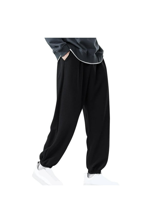Joggers for Men Black Drawstring Sweatpants Pockets for Mens Casual Tight Long Pants Black Size 3XL